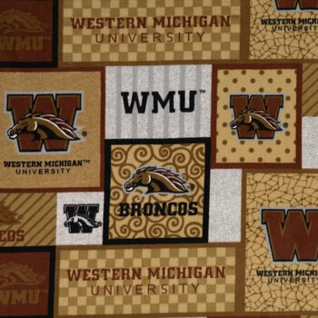 Outlet ???? Western Michigan University Block Collegiate Fleece Fabric ???? 3 Outlet ???? Western Michigan University Block Collegiate Fleece Fabric ????