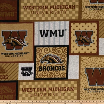 Outlet ???? Western Michigan University Block Collegiate Fleece Fabric ???? 4 Outlet ???? Western Michigan University Block Collegiate Fleece Fabric ???? - Image 2