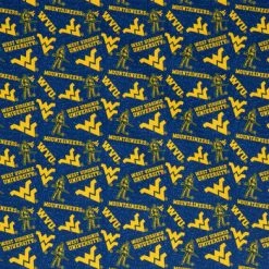 Discount 😍 West Virginia Allover Collegiate Cotton Fabric 🛒