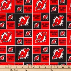 Alternative view of Coupon ???? NHL New Jersey Devils Block Cotton Fabric ????