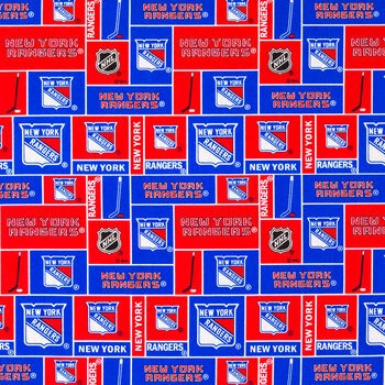 Coupon ???? NHL New York Rangers Block Cotton Fabric ???? 3 Coupon ???? NHL New York Rangers Block Cotton Fabric ????