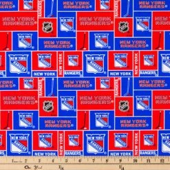 Alternative view of Coupon ???? NHL New York Rangers Block Cotton Fabric ????