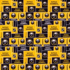 Cheap ???? NHL Buffalo Sabres Block Cotton Fabric ✔️