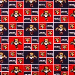 Promo ???? NHL Florida Panthers Block Cotton Fabric ????