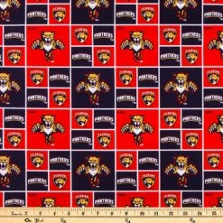 Alternative view of Promo ???? NHL Florida Panthers Block Cotton Fabric ????