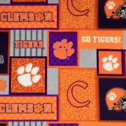 Discount ✨ Clemson Block Collegiate Fleece Fabric ????