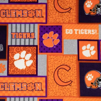 Discount ✨ Clemson Block Collegiate Fleece Fabric ???? 3 Discount ✨ Clemson Block Collegiate Fleece Fabric ????