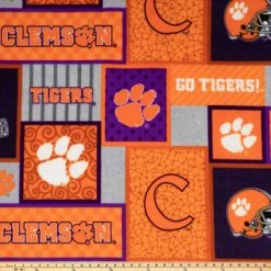 Alternative view of Discount ✨ Clemson Block Collegiate Fleece Fabric ????