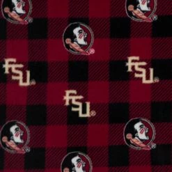 Best Sale ???? Florida State Buffalo Check Allover Collegiate Fleece Fabric ✔️