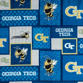 Wholesale ???? Georgia Tech Block Collegiate Fleece Fabric ???? 3 Wholesale ???? Georgia Tech Block Collegiate Fleece Fabric ????