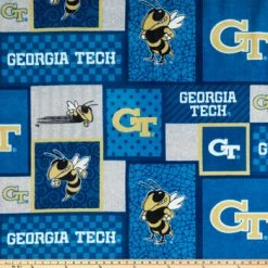 Alternative view of Wholesale ???? Georgia Tech Block Collegiate Fleece Fabric ????