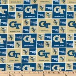 Alternative view of New ???? Georgia Tech Block Collegiate Cotton Fabric ????