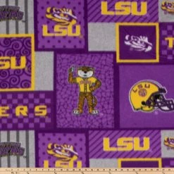 Alternative view of Buy ???? LSU Block Collegiate Fleece Fabric ????