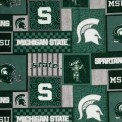 Outlet ⌛ Michigan State Block Collegiate Fleece Fabric ????