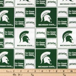 Alternative view of Top 10 ???? Michigan State Block Collegiate Cotton Fabric ⌛