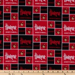 Alternative view of Cheap ???? Nebraska Block Collegiate Cotton Fabric ????