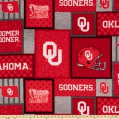 Alternative view of Outlet ???? Oklahoma Block Collegiate Fleece Fabric ❤️
