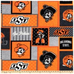 Alternative view of Cheap ???? Oklahoma State Block Collegiate Fleece Fabric ✔️