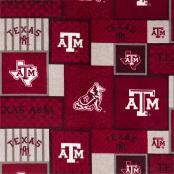 Best Sale ⭐ Texas A&M Block Collegiate Fleece Fabric ❤️ 3 Best Sale ⭐ Texas A&M Block Collegiate Fleece Fabric ❤️