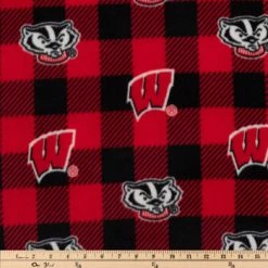 Alternative view of Buy ⭐ Wisconsin Allover Collegiate Fleece Fabric ⌛